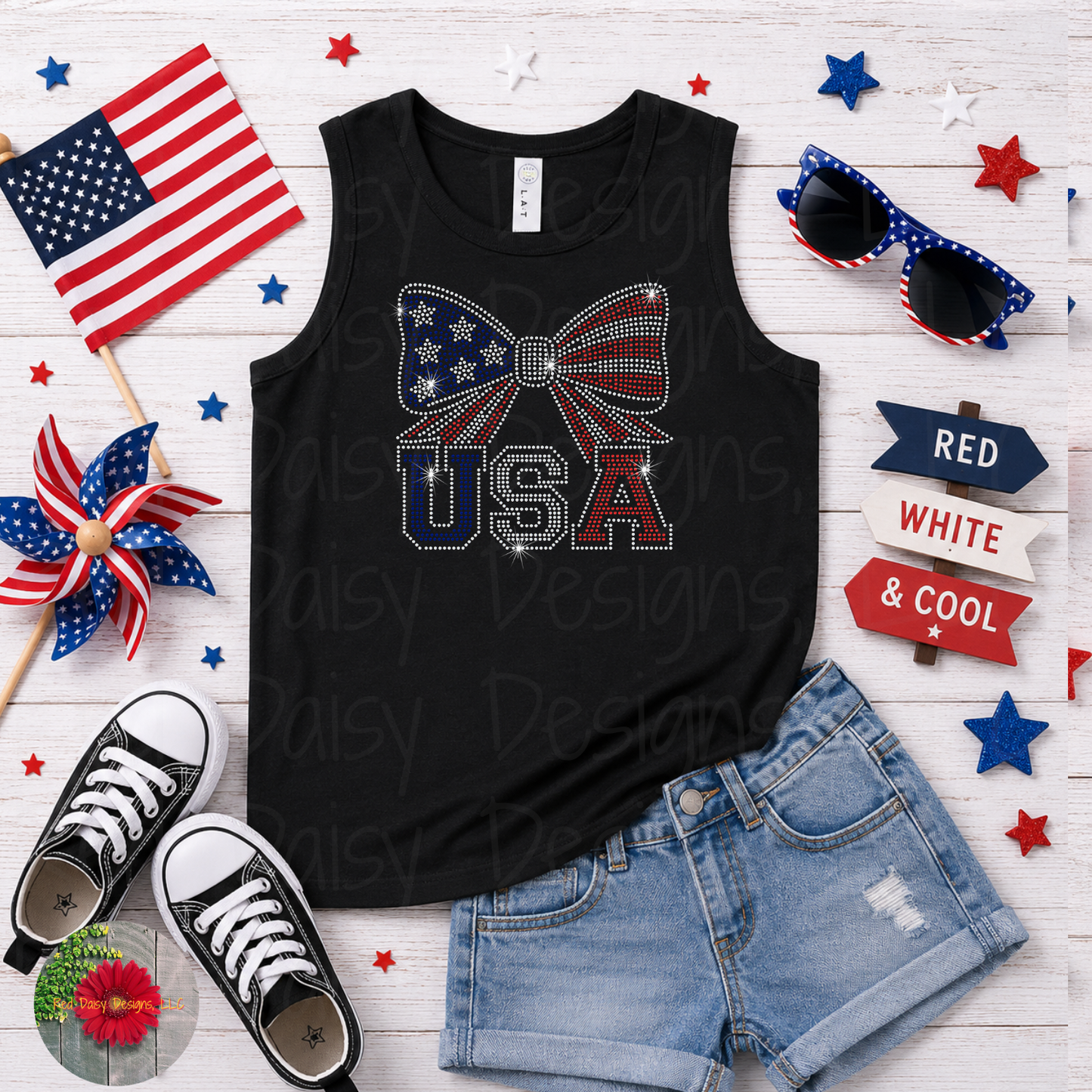 USA with bow - YOUTH sizes available!