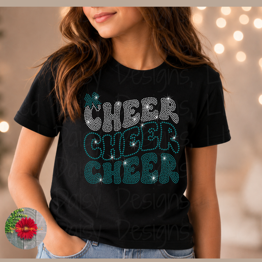 Retro Stacked CHEER Rhinestone Design