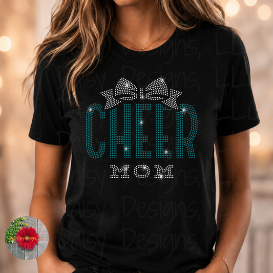 Cheer Mom with Bow Rhinestone Design
